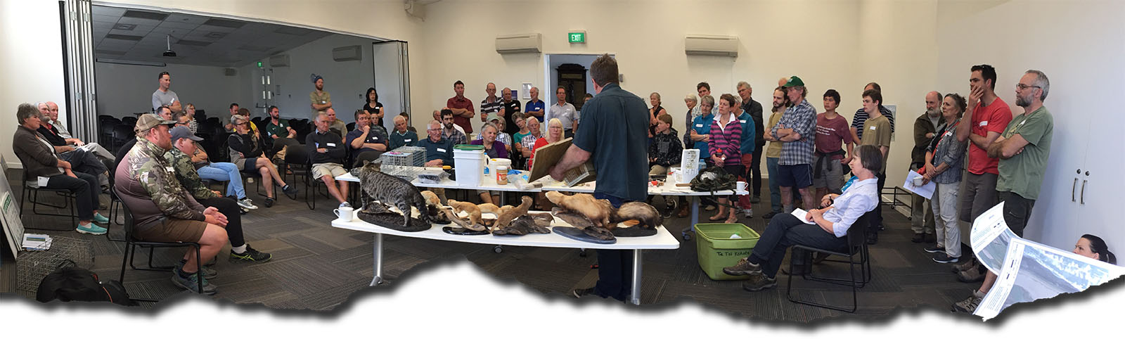 Fig. 3: Greg Brynes from Tuhaitara Coastal Park running a trapping workshop at Woodend. Trapping ‘roadshows’ around the country attract hundreds of people of all ages and demographics, all wanting to be part of the most ambitious conservation project on Earth. (Image: S. Whitelaw)