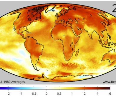 Global annual average temperatures 2024.